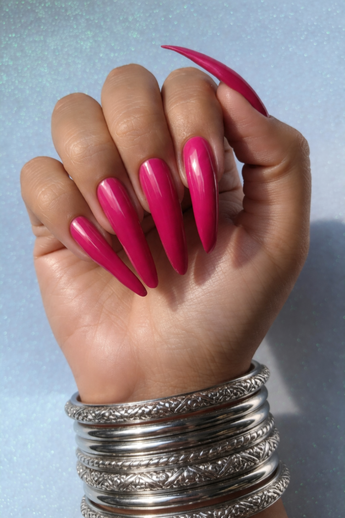 Lucknow BDSM Mistress Anu with pink long nails showcasing bold feminine style and confident aesthetic