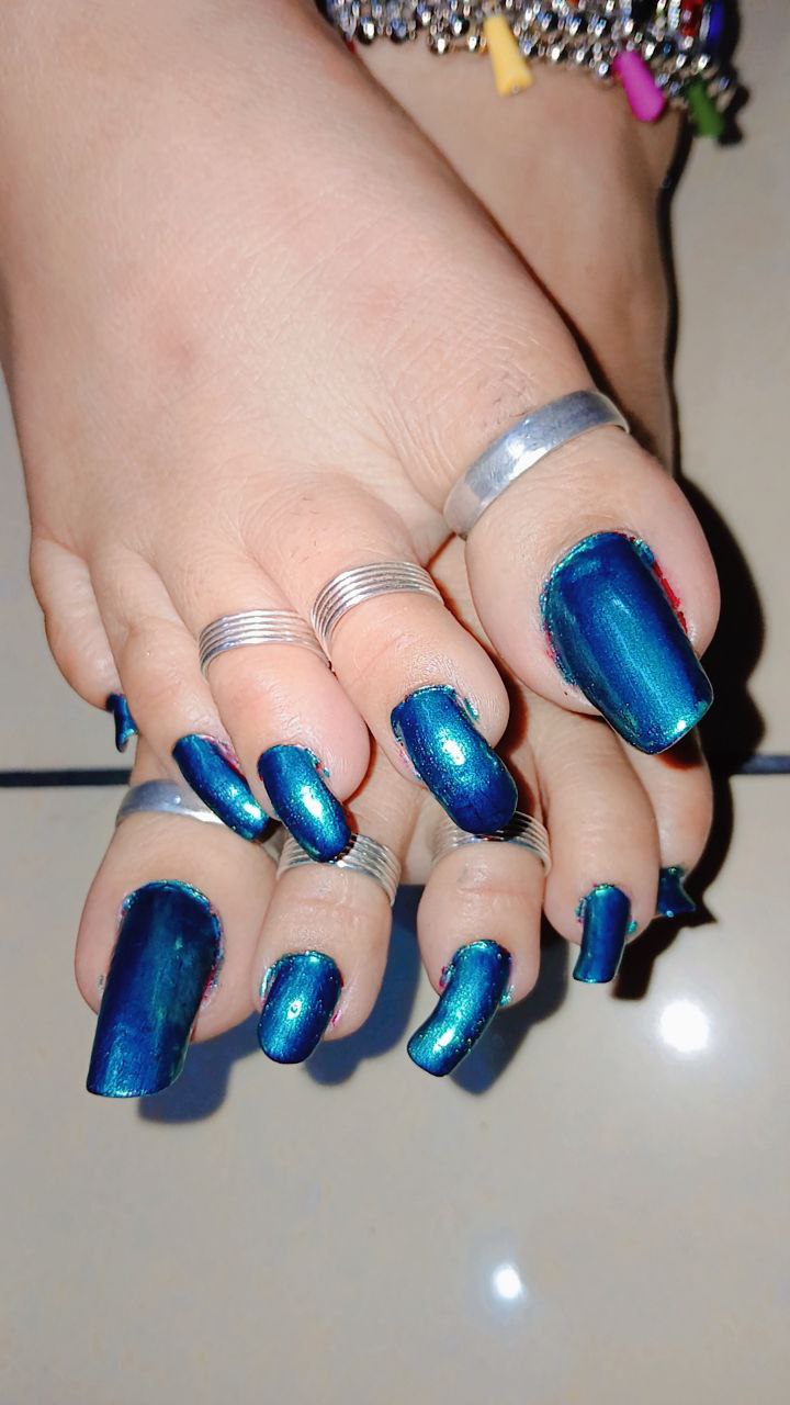 Pahalgam BDSM Mistress beautiful feet with long purple nails and diamond anklets for foot worship