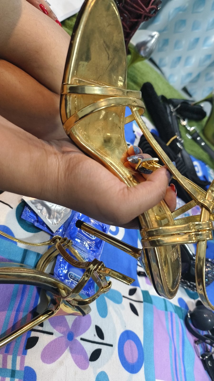 Gold Sandals for the Patras BDSM Mistress Anu page